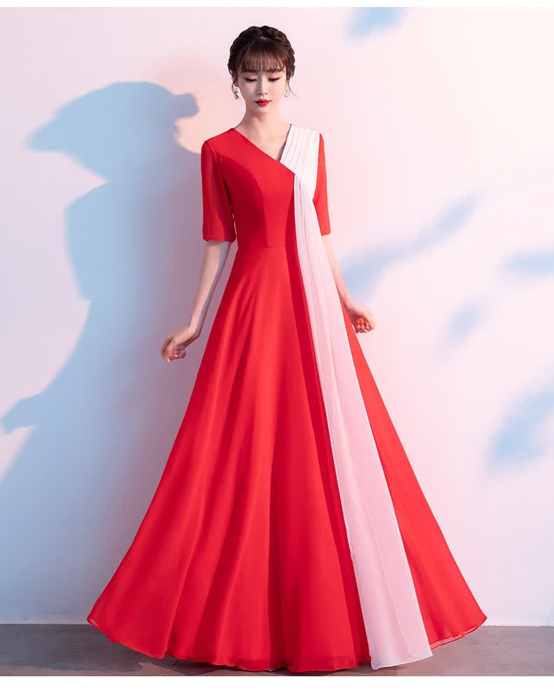 余芷成人大合唱团演出服女2021夏季新款服长裙舞台演朗诵团独唱主持