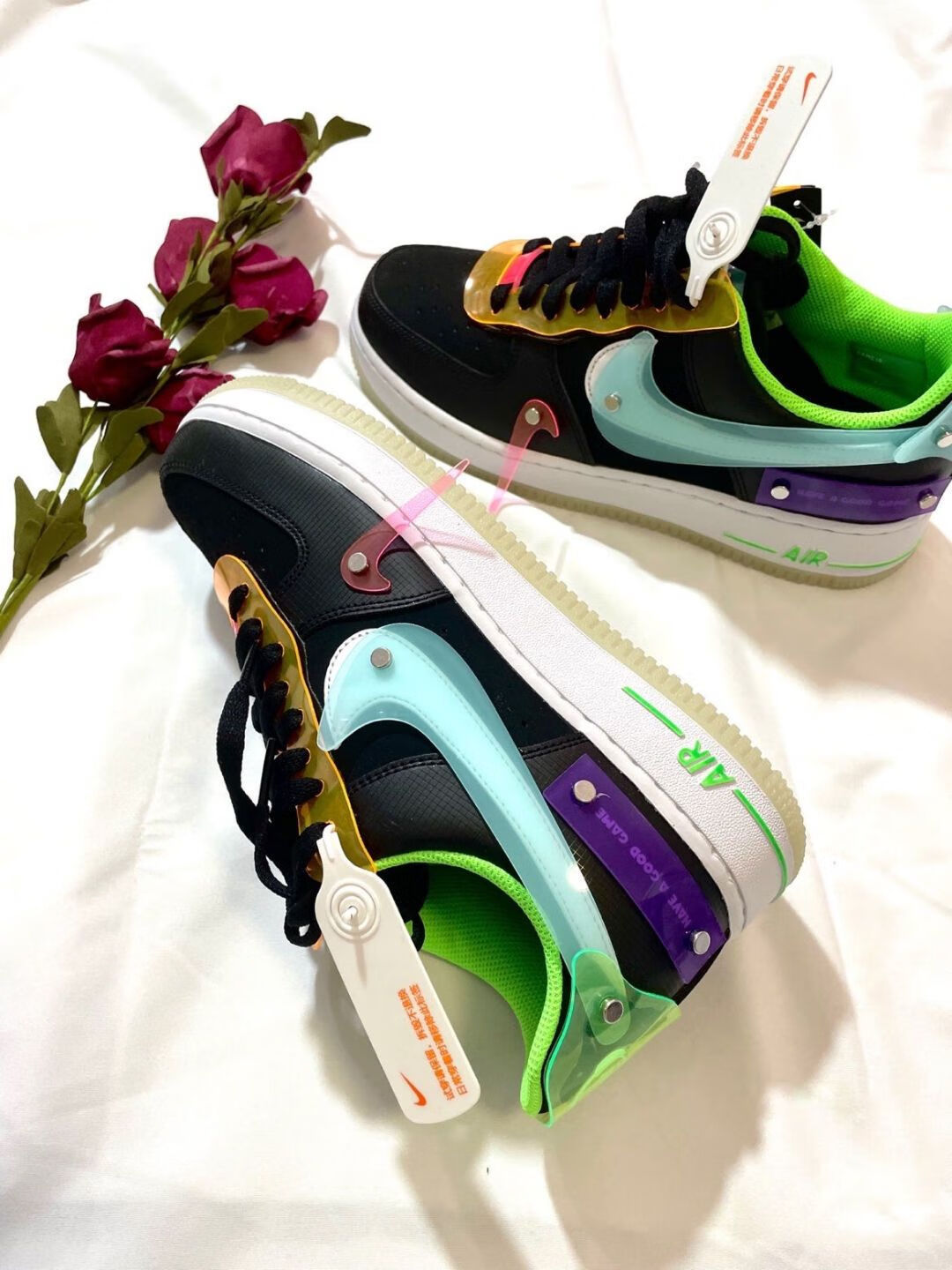 aj男女鞋force_1开拓者炫彩镭射空军一号af1电玩像素高低帮休闲板鞋