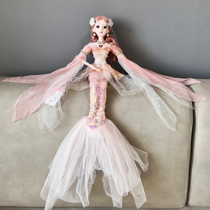 60厘米美人鱼娃娃人鱼公主可换装唱歌芭芘洋娃娃长发女孩玩具礼物