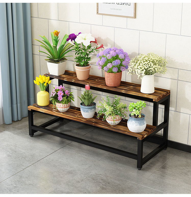 悦乔馨北欧摆花架子室内阳台客厅简约阶梯落地式实木多层花盆铁艺