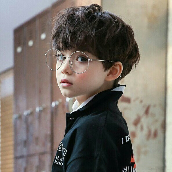 假发男儿童假发短发自然黑学生头拍照写真修脸齐刘海发型整顶发套 深