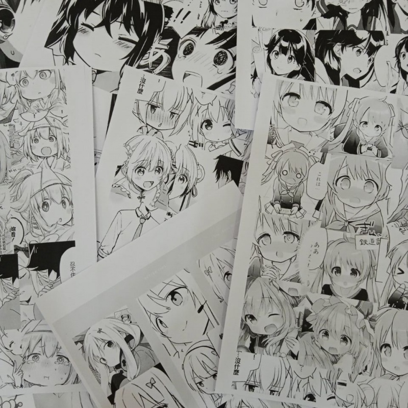 润华年动漫人物头像拼接明日可爱女生宿舍打印海报漫画a3a4高清黑白