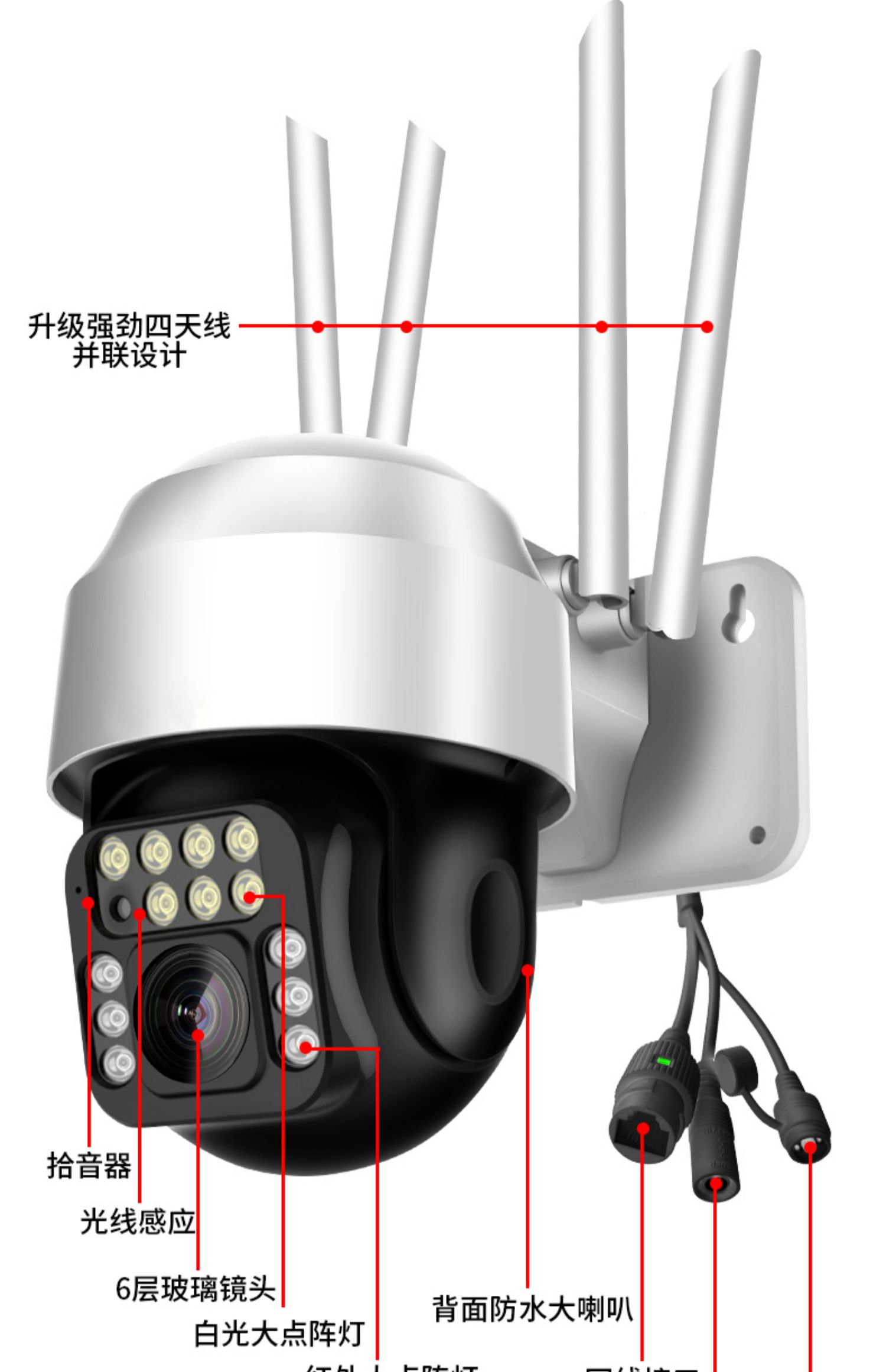 家用监控器360度无死角有看头高清室外无线wifi4g监控摄像头户外3点5