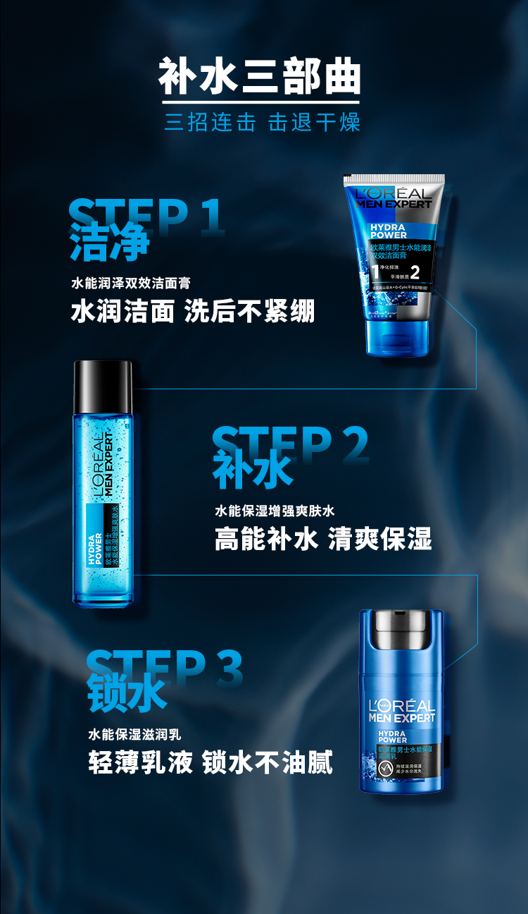 欧莱雅（LOREAL） 男士洗面奶控油深层清洁排浊洁面男青少年控油男生礼物学生 控油炭爽抗黑头100ml*2+50ml*2