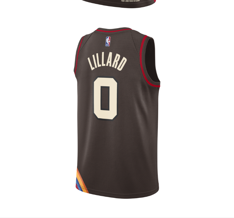 nbanike波特兰开拓者队citysw男子球衣利拉德cn1775褐色m
