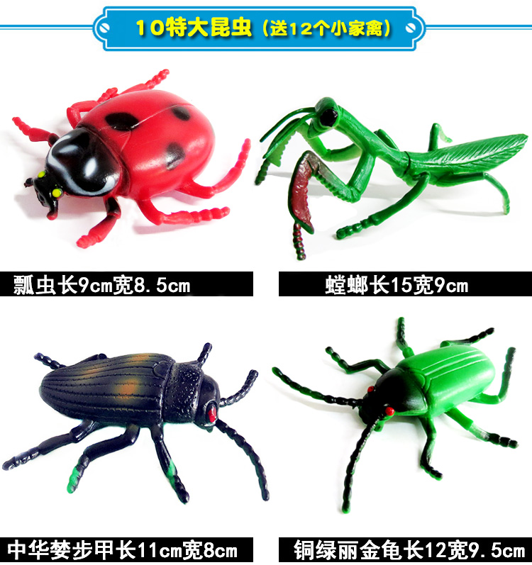 昆虫玩具软胶仿真昆虫动物模型套装爬行甲虫蝴蝶蜻蜓蜘蛛儿童玩具认知教具大号瓢虫款礼包 送收纳箱 图片价格品牌报价 京东