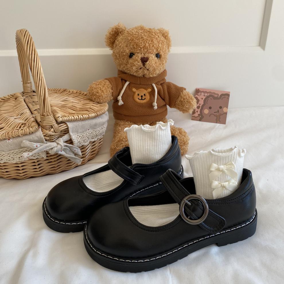 可爱风jk小皮鞋女学生百搭配裙子复古英伦鞋制服春季单鞋子 黑色 哑光