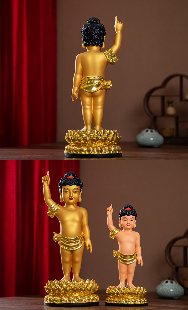 浴佛节太子像 供奉太子佛 树脂佛像38cm鎏金太子佛 彩绘浴佛节供奉