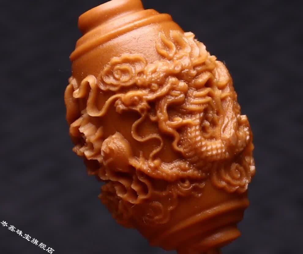 岑鑫 新款油核九龙朝圣霸气男款橄榄核手串手链 1.6x2.