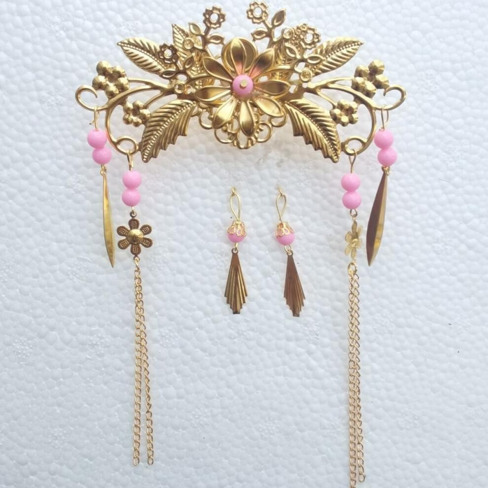 娃娃头饰60厘米30厘米娃娃通用古饰凤冠步摇发簪配饰朋友孩子生日礼物