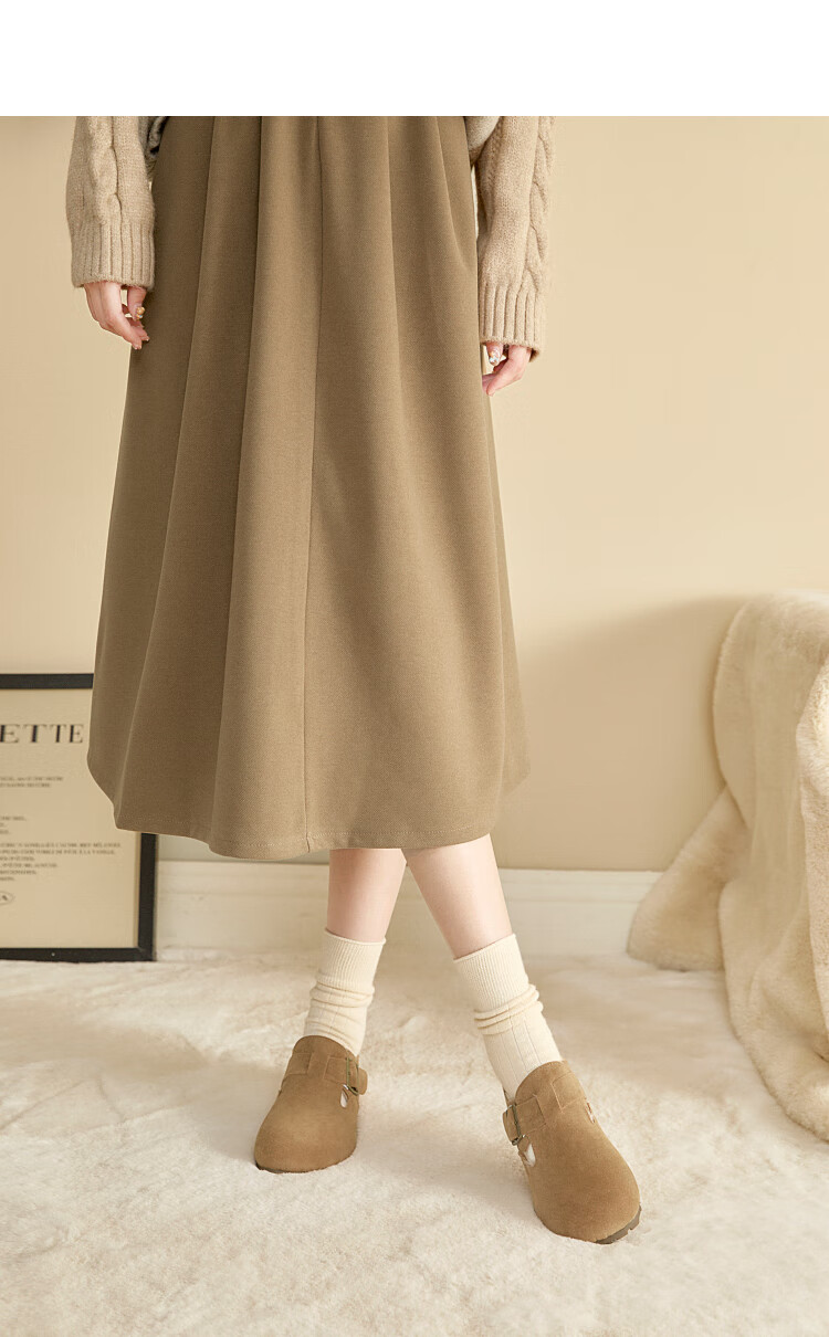 Westlink All-Wool Birkenstock-Style Women's Fleece-Lined Shoes, New Winter 2024 Soft-Soled Cotton Shoes, Warm Slip-On Fluffy Shoes, Brown, Size 37 22