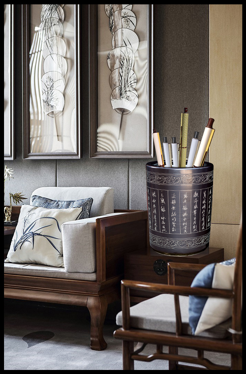 字画收纳缸景德镇陶瓷器书画缸卷轴缸字画收纳筒毛笔筒落地摆件送礼