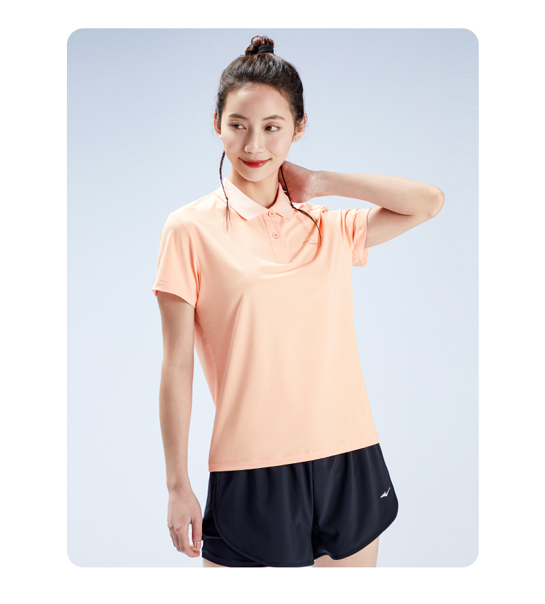 鸿星尔克t恤女polo衫2022夏季新款弹性速干运动t恤短袖女装红星正白s