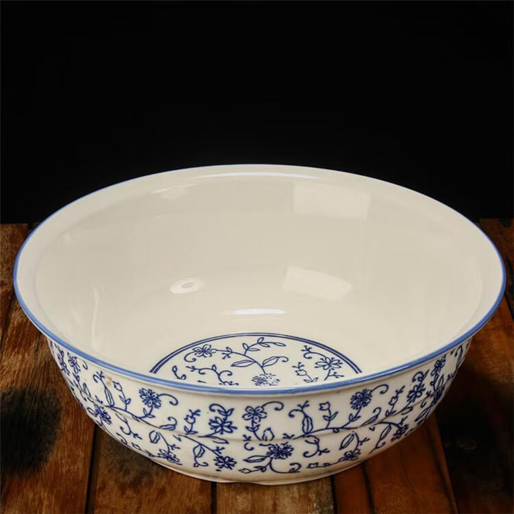 陶瓷大盆和面老式家用手工陶瓷和面盆发面揉面盆加深不沾省力大号加厚