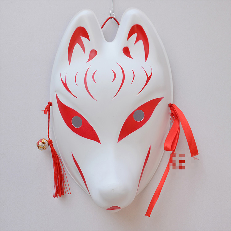 裳淇日式和风狐狸猫脸半脸面具墙挂饰cos动漫面罩日料居酒屋装饰挂件