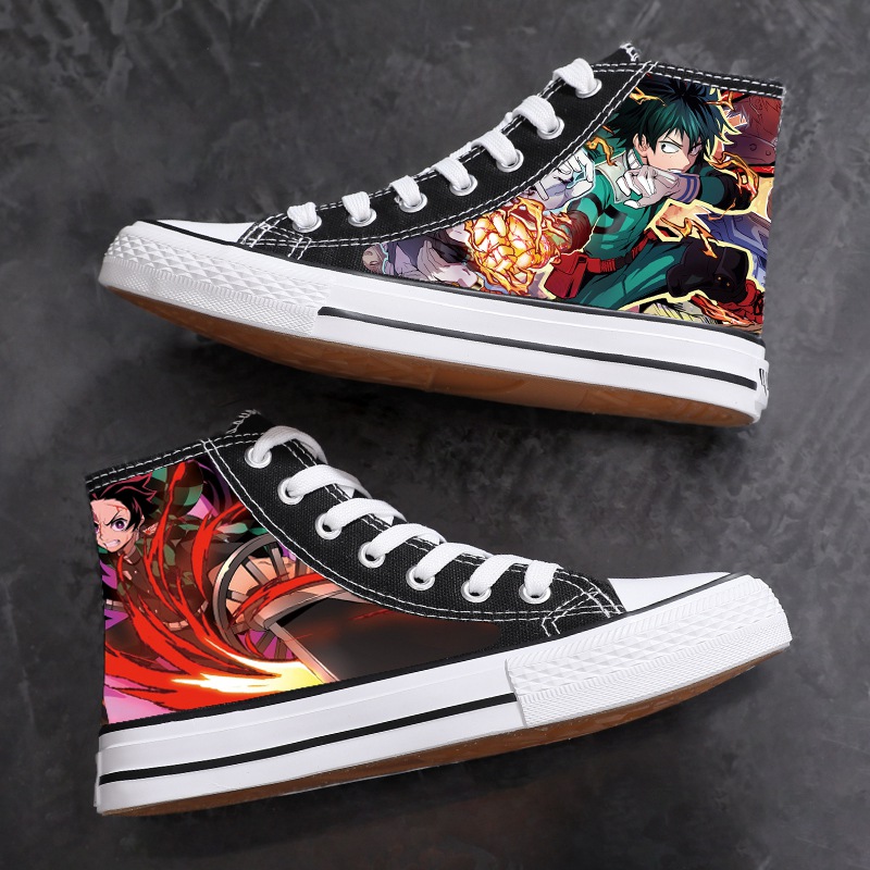 鬼灭之刃鞋子男女日本动漫高帮帆布鞋二次元板鞋 鬼灭1 35