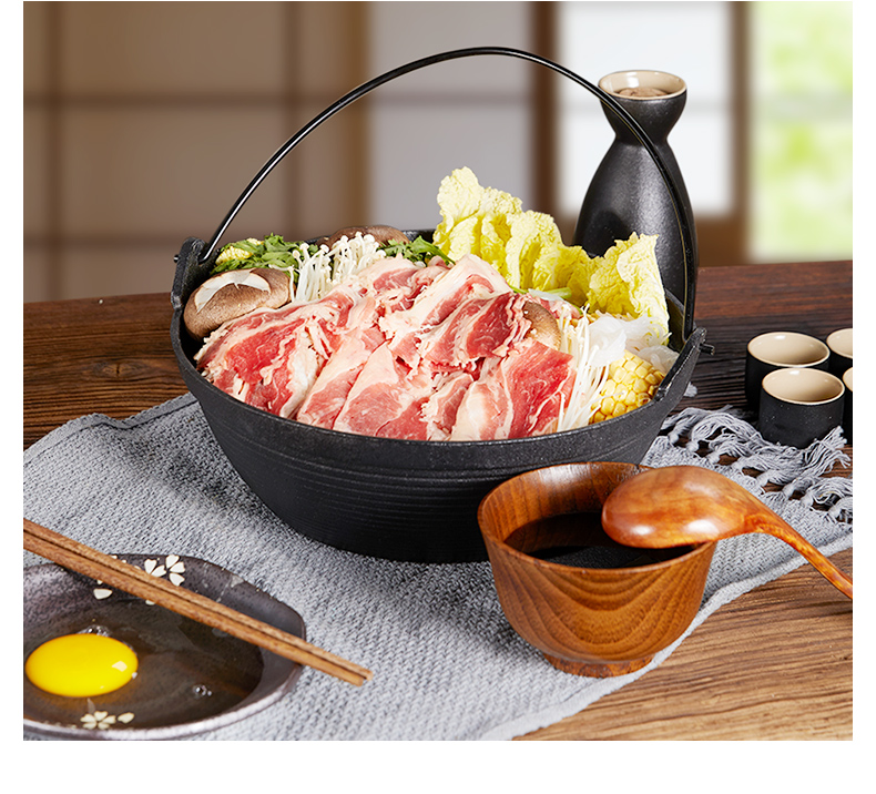 寿喜锅锅具铸铁锅汤锅炖锅烧锅生铁铸锅日式家用日本专用小吊锅 24cm