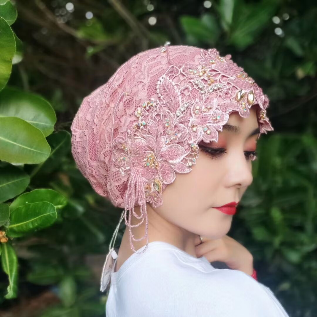 心墨染新品回族女人的套头纱巾盖头头巾新款头巾卡俪思特蕾丝小帽盖头