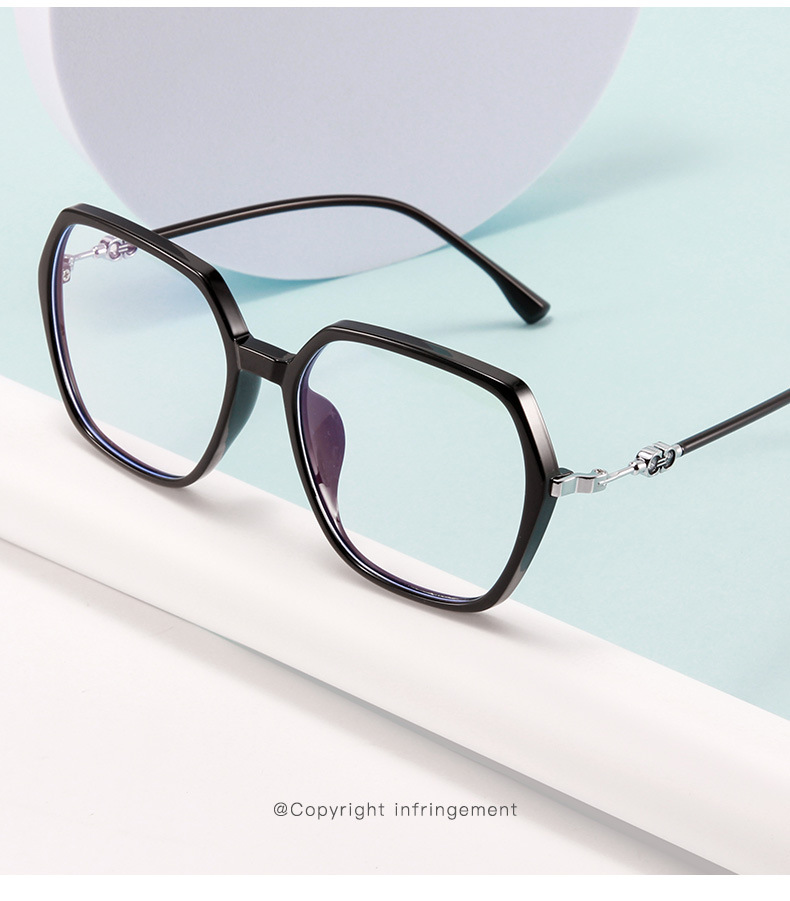 讴诺曹新款防蓝光眼镜女可配近视大框品质款ins时尚平光镜多边形trc2