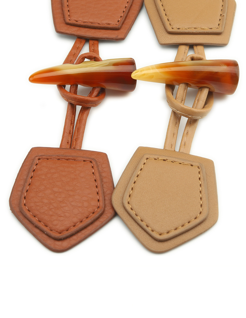 扣大衣女毛衣大衣牛角扣中长款大衣牛角扣风衣毛衣牛角扣 金属边咖啡