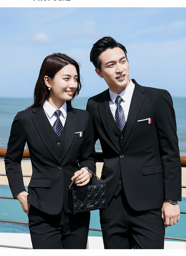 男女同款正装西服套装时尚气质大学生职场黑色西装套装男外套西裤请