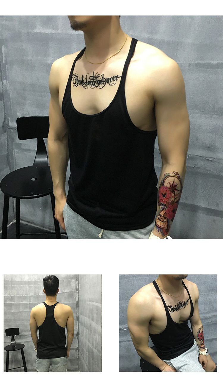 工字背心男运动健身背心男士超细肩带低胸时尚休闲宽松汗大码棉透气