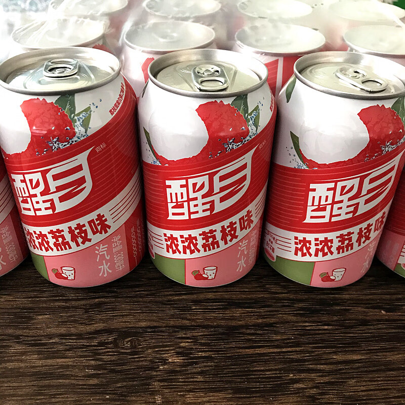 醒目荔枝味汽水330ml听装碳酸饮料易拉罐饮品出品12罐