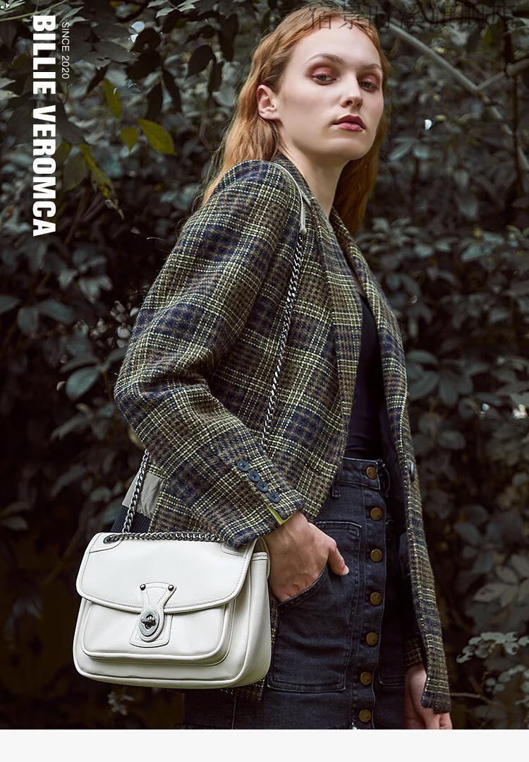 billieveromca 2022新款流浪包包大容量小众斜挎单肩包女 白色【图片