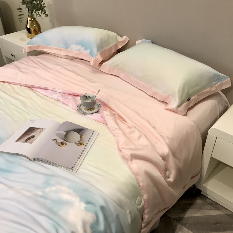恒源祥家纺高端丝滑80支奥地利天丝夏被四件套 薄款冰丝夏凉被裸睡