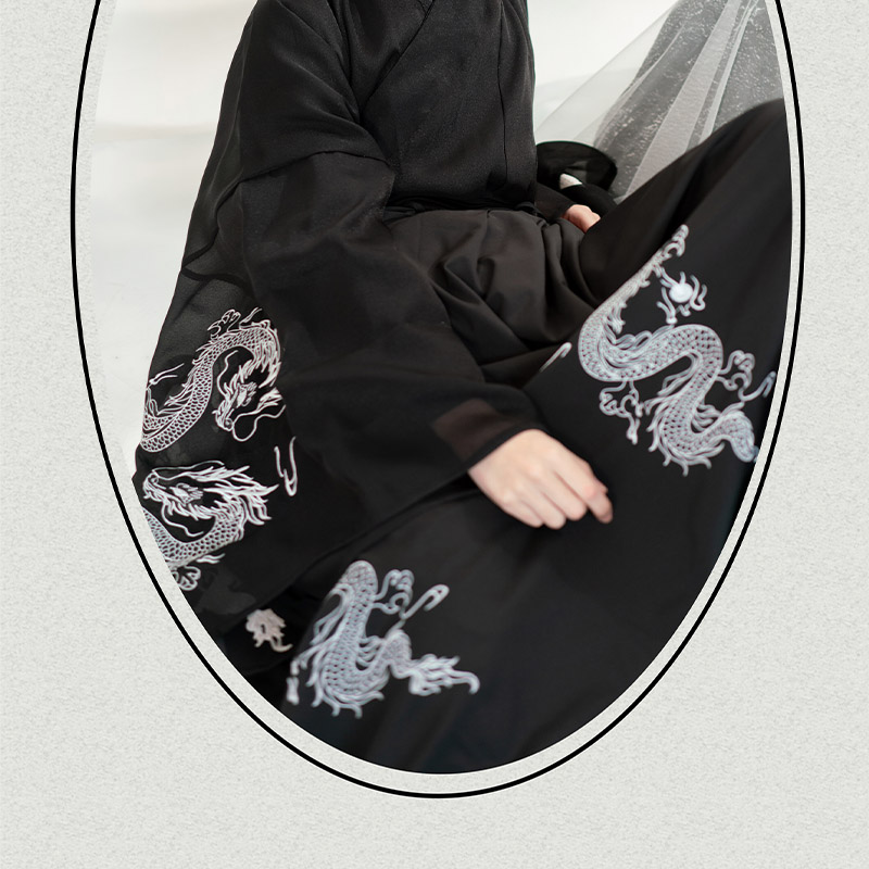 督型黑色霸气古装汉服男交领襦裙刺绣青少年夏季男士情侣款古装侠客