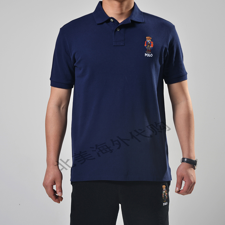 拉夫·劳伦ralph·lauren美国小熊短袖男士保罗休闲夏季男 宝蓝色
