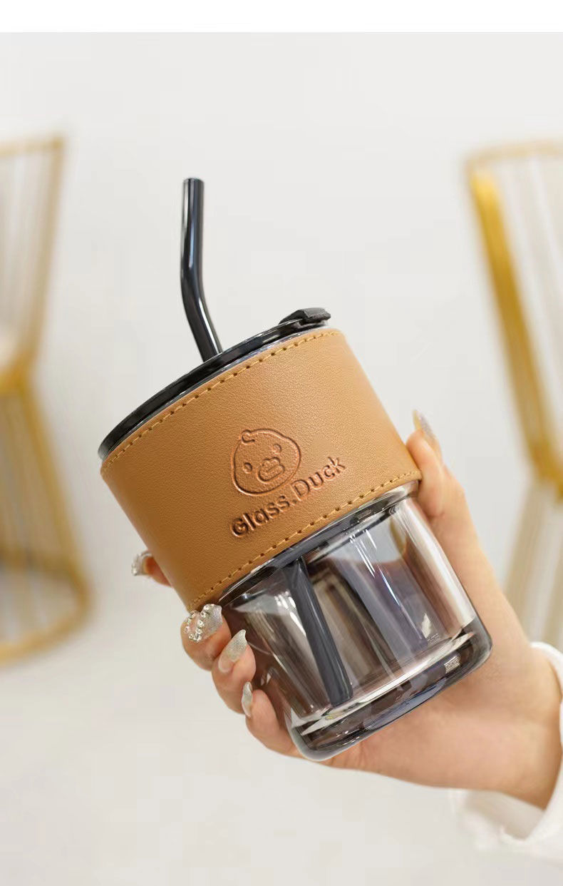 七格匠ins高颜值网红水杯咖啡杯北极光竹节杯玻璃杯吸管杯家用男女