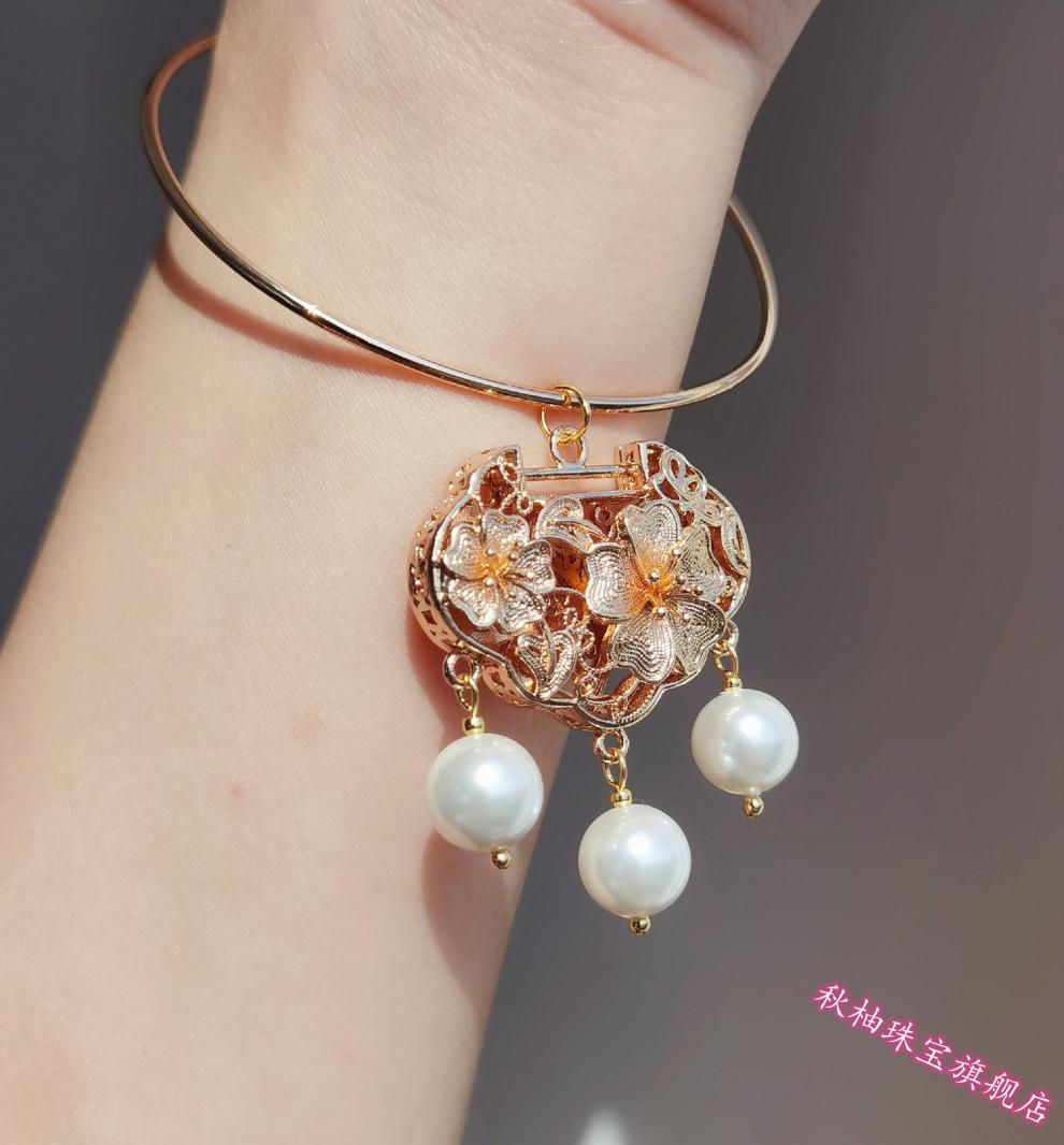 秋柚保色铜古风长命锁项圈金锁吊坠璎珞项链汉服平安锁女原创年货节