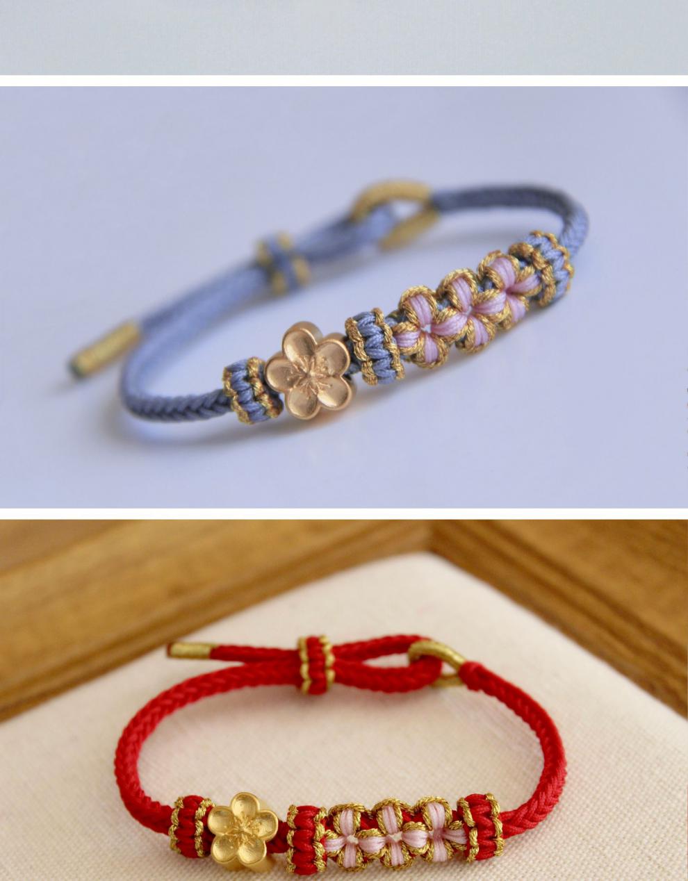 兵喜bingxi玉兔手绳中秋小红书闺蜜手链礼物编绳材料包浅韵纯线银灰手