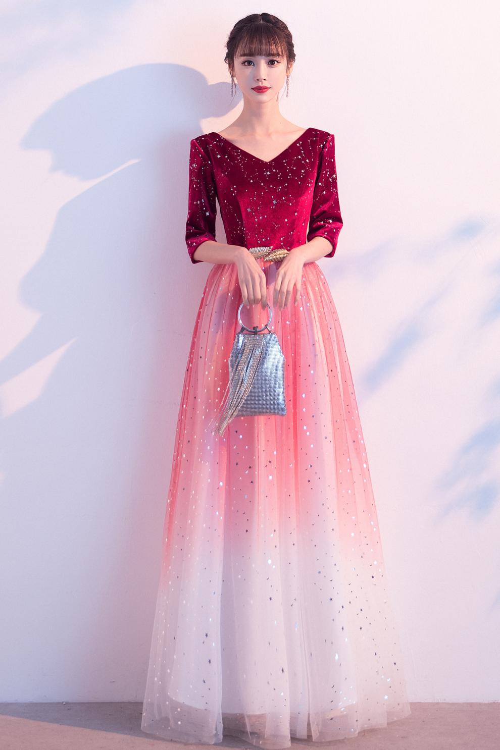 主持人礼服女生初中生高中生大学生走秀钢琴演奏演出大合唱团服女长裙