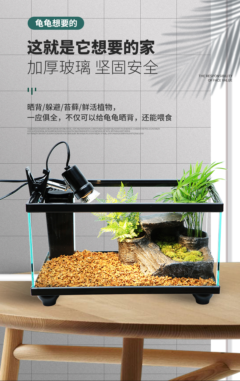 乌龟缸大型鱼宠物龟养乌龟水龟饲养箱特大号超大家用养龟大号 60cm裸