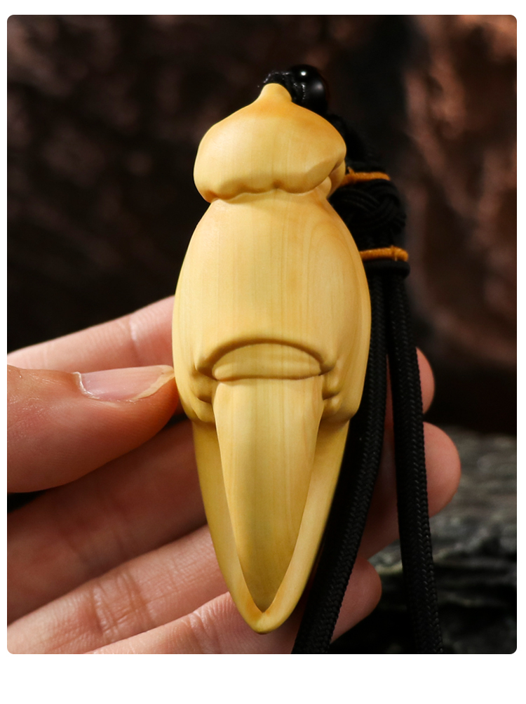 蟹钳手把件黄杨木雕手里有钱纳福文玩手把件天然实木雕刻挂件收藏品手