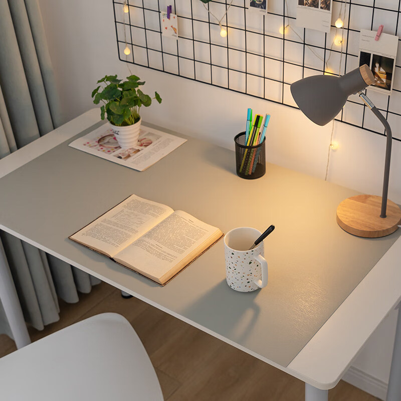 纯色皮革书桌桌垫免洗pvc网红ins风宿舍餐学生写字台桌布浅灰色5080cm
