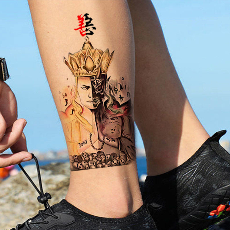趣得纹身贴洗不掉女士半魔半佛花臂纹身贴 善恶唐僧纹身 防水男女彩色
