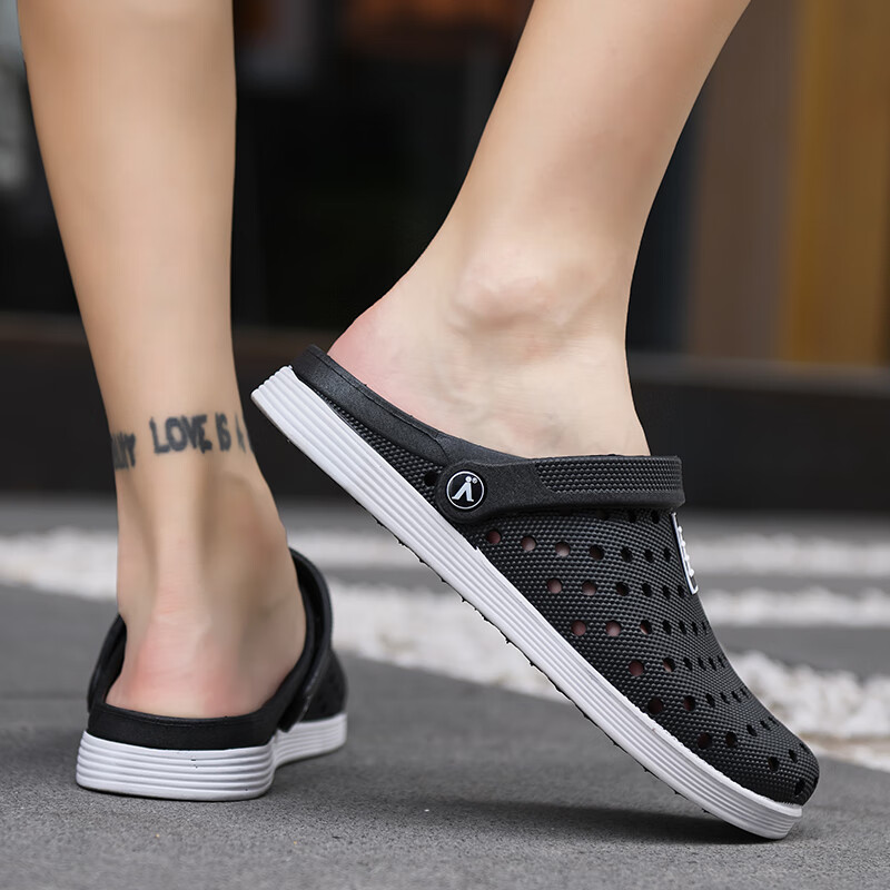 捡漏特价高品质凉鞋男男洞洞鞋沙滩凉鞋轻款大码黑白42