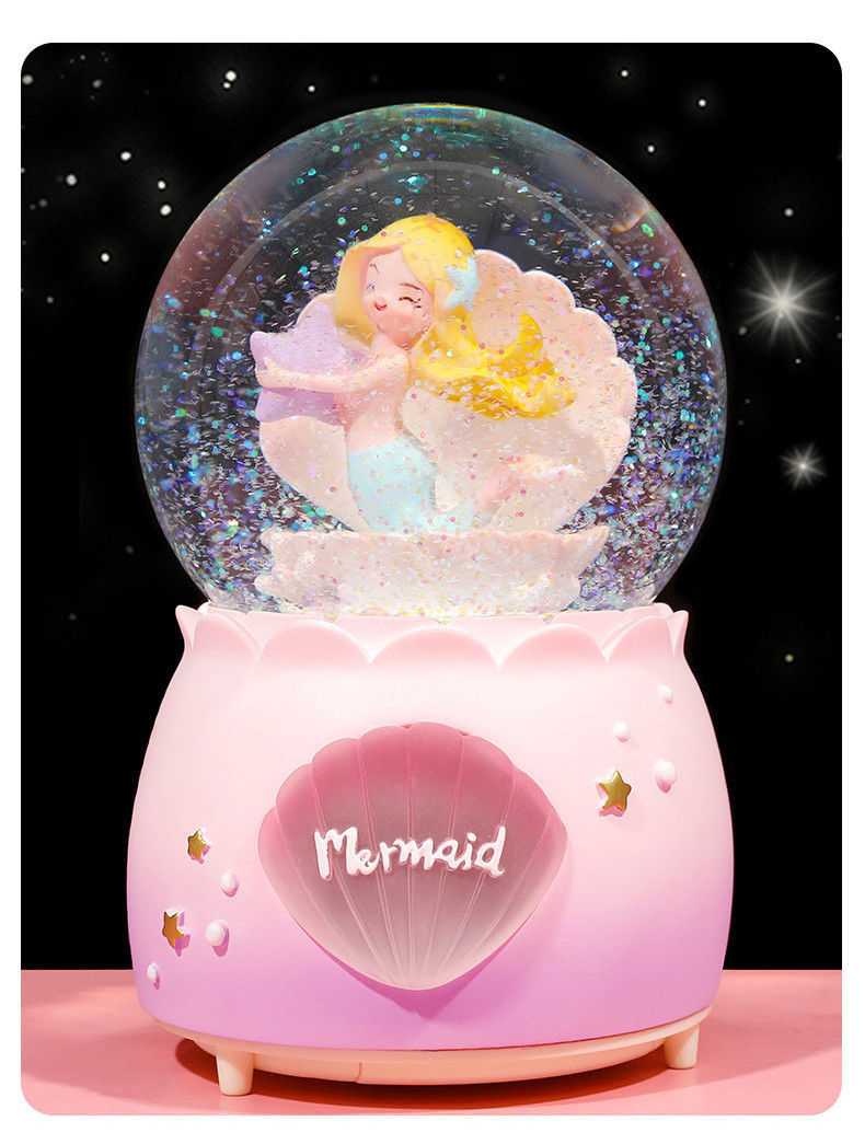 少女心发光飘雪花水晶球音乐盒八音盒闺蜜女友女生日礼物情人节紫裙