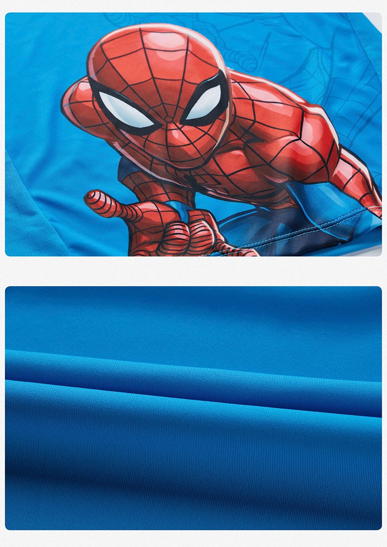 漫威蜘蛛侠联名安踏儿童装针织短袖衫蜘蛛侠t恤男童卡通印花短袖t恤