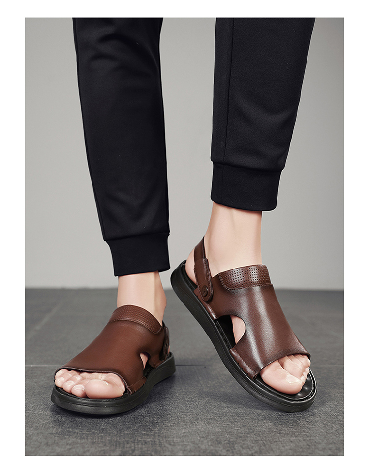 头层牛皮公牛世家凉鞋男真皮秋季2021新品男士皮凉鞋凉拖两用沙滩鞋男