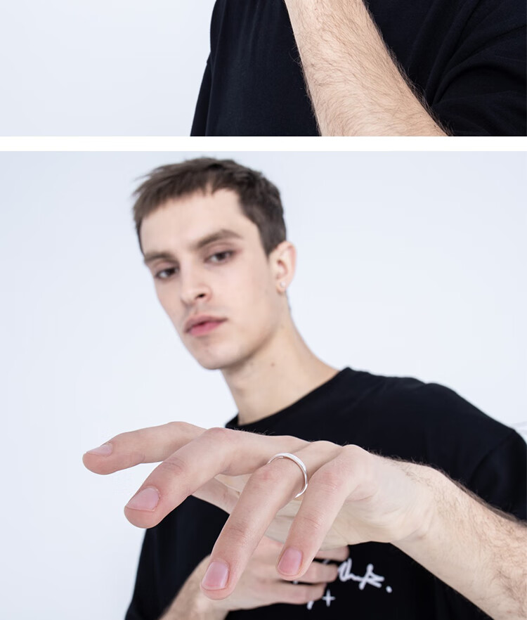 killwinner"环" s925银 莫比乌斯环 衔尾蛇素圈开口可调戒指 情侣款