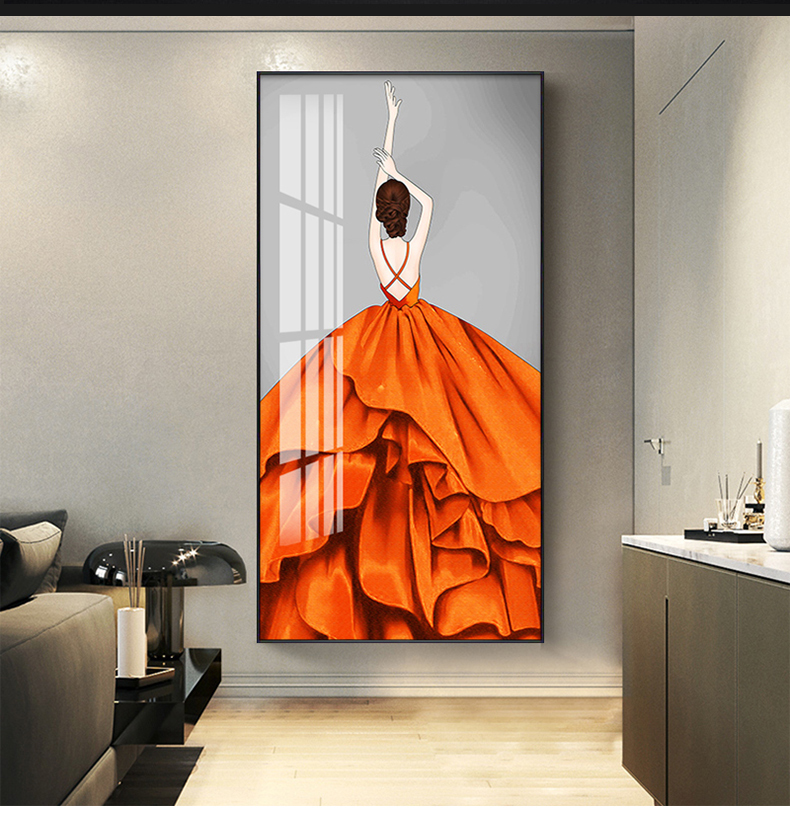 现代轻奢玄关装饰画酒店走廊抽象美女壁画美容院摩登时尚女郎挂画a50