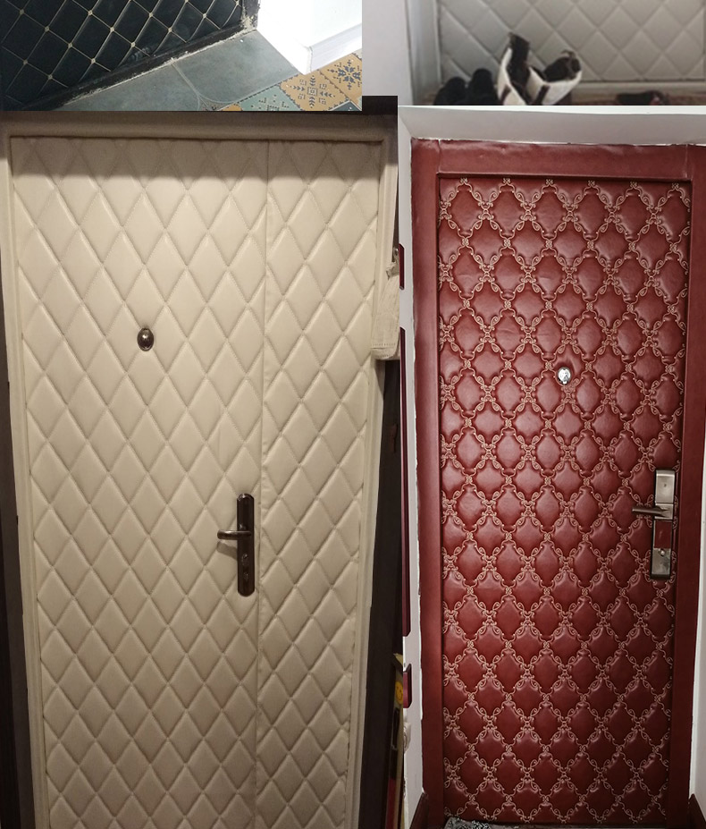 入户门隔音软包防盗门软包材料包门皮革软包带海绵加厚入户门隔音防风