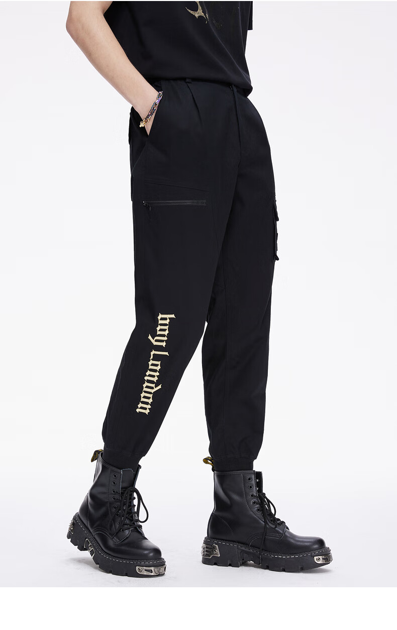boylondon2021秋季新款裤侧哥特字母logo金线绣情侣长裤b213nd200902