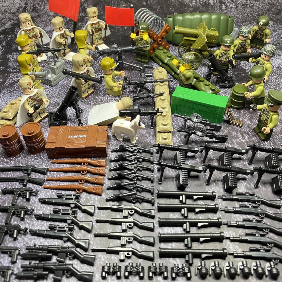 军事人仔士兵积木玩具长津湖水门桥抗美援朝三八线志愿军雪地同款