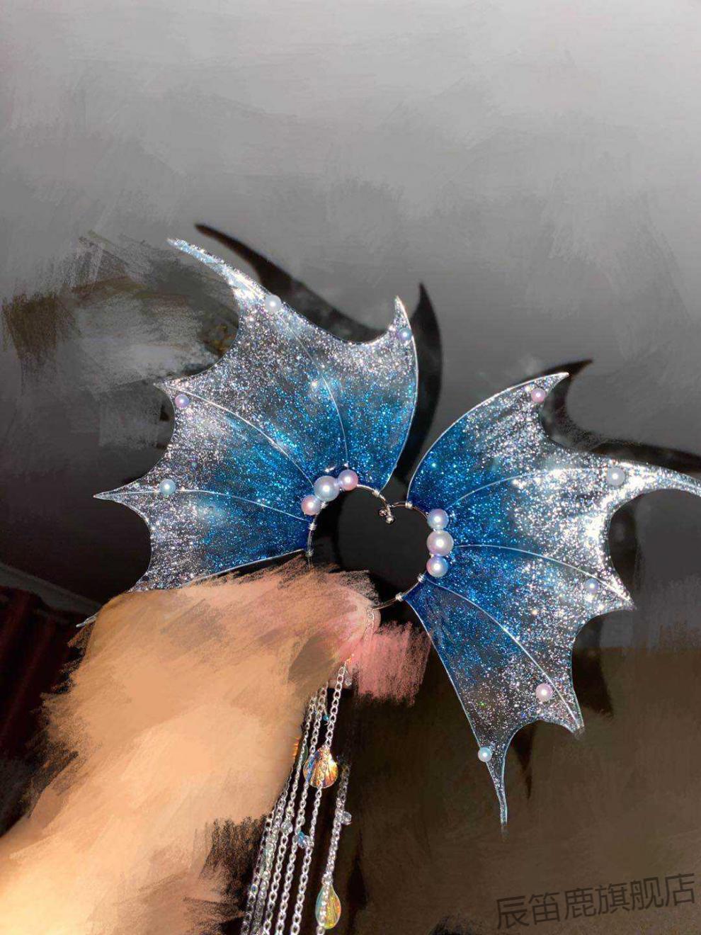 精灵耳朵 鲛人耳人鱼耳渐变鲛人耳朵头饰仙气精灵发饰品美人鱼道具