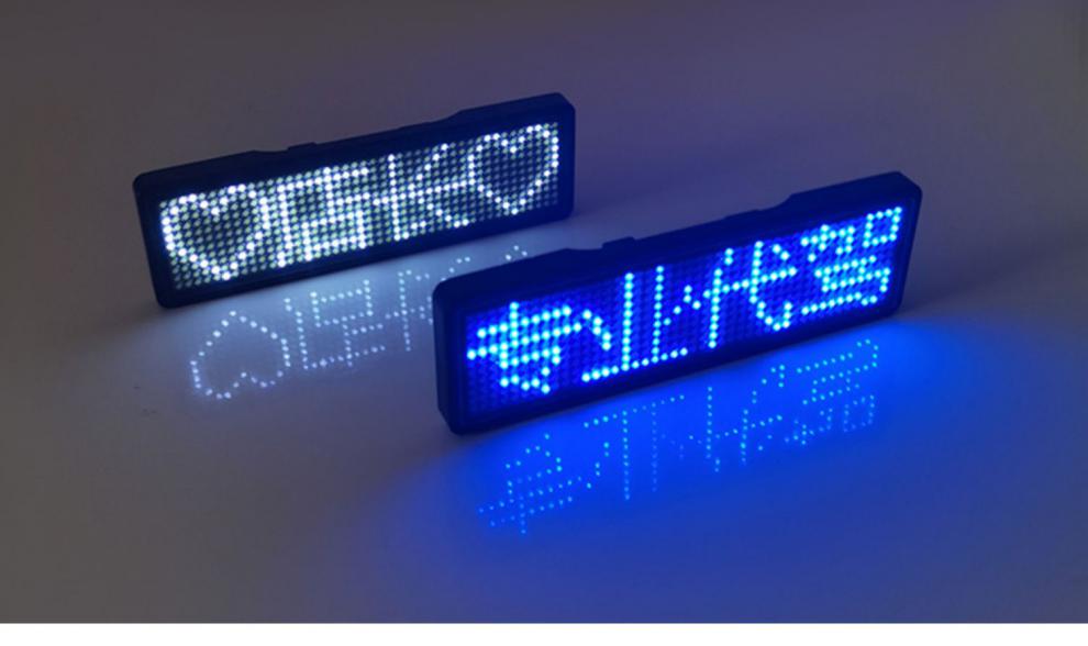 led胸牌显示屏定做蓝牙电子胸卡发光工牌滚动走字工号牌e代驾灯牌蓝牙